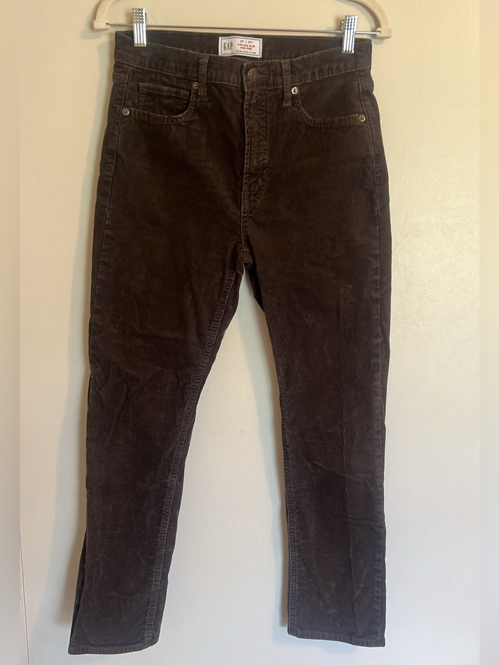 GAP Women’s Dark Brown Corduroy Vintage Slim High Rise Pants